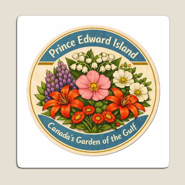 Item preview, Prince Edward Island Botanical Badge – Vintage Floral Sticker designed and sold by SachaMuru.