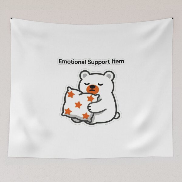 Item preview, Emotional Support Item | Funny Sleepy Bear Pillow Sticker for Anxious People designed and sold by Inkabbmate.