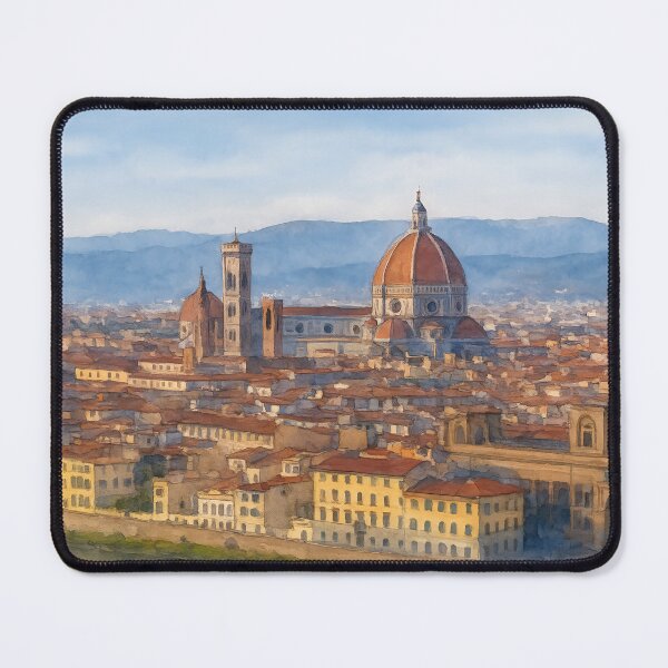 Item preview, Florence cityscape with the Duomo and the Arno River under a clear blue sky designed and sold by Sasas Design.