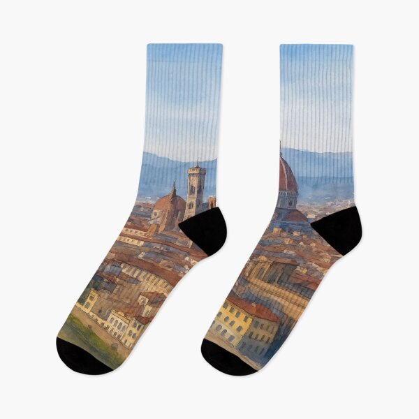 Item preview, Florence cityscape with the Duomo and the Arno River under a clear blue sky designed and sold by Sasas Design.