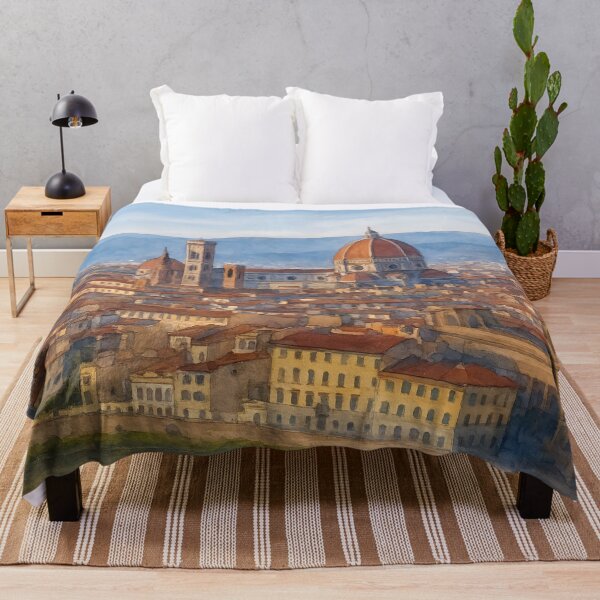 Item preview, Florence cityscape with the Duomo and the Arno River under a clear blue sky designed and sold by Sasas Design.