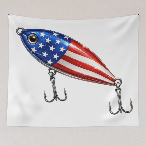 Item preview, American Flag Fishing Lure Art designed and sold by jgvisualarts.