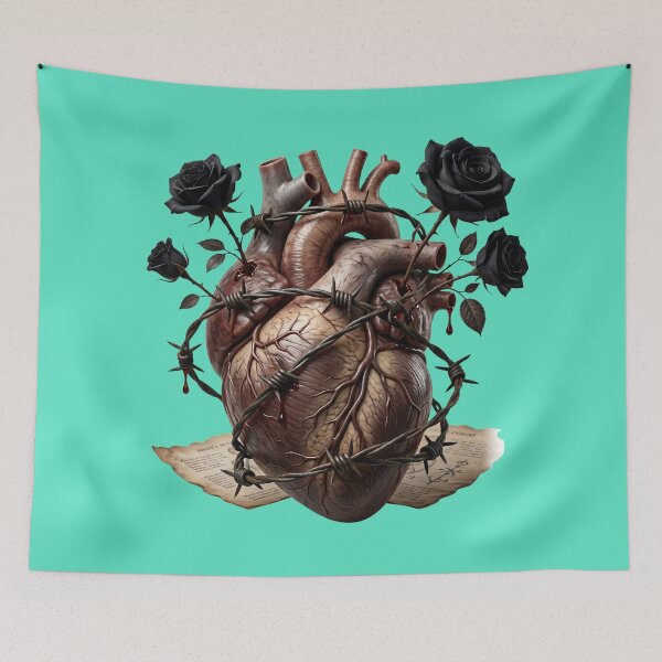 Item preview, Anatomical Heart with Black Roses and Barbed Wire designed and sold by Utopian-Magic.