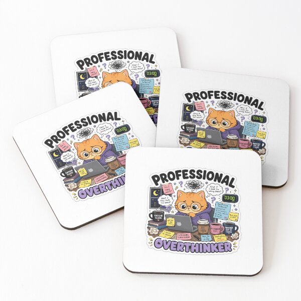 Item preview, Professional Overthinker Funny Cat Sticker designed and sold by Dropza.