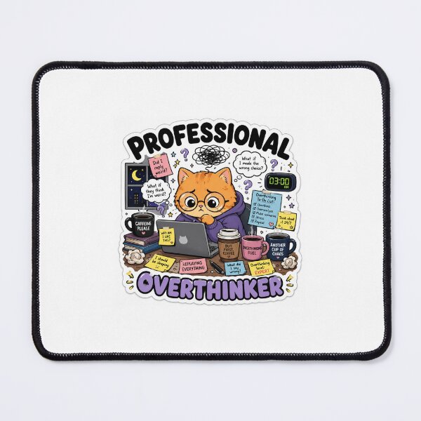 Item preview, Professional Overthinker Funny Cat Sticker designed and sold by Dropza.