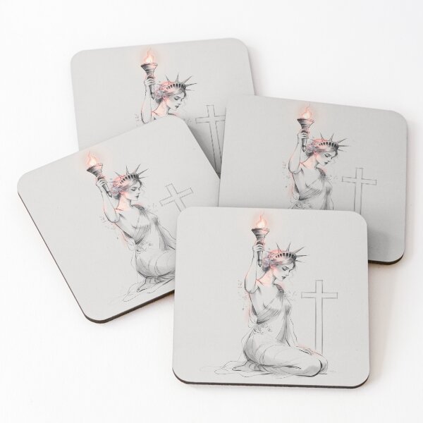 Item preview, Lady Liberty Praying Before A Cross designed and sold by MKThreadsStudio.