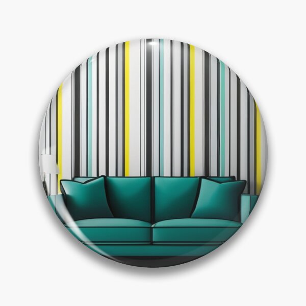 Artikelvorschau, Design - Scandinavian Pop Interior, Turquoise Sofa and Graphic Striped Wall entworfen und verkauft von Reverso-Design.