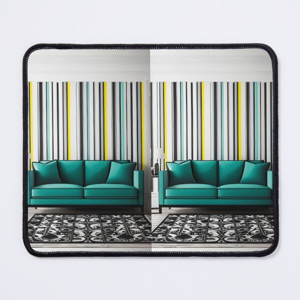 Item preview, Design - Scandinavian Pop Interior, Turquoise Sofa and Graphic Striped Wall designed and sold by Reverso-Design.
