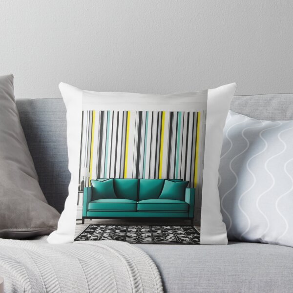 Item preview, Design - Scandinavian Pop Interior, Turquoise Sofa and Graphic Striped Wall designed and sold by Reverso-Design.