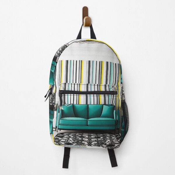 Item preview, Design - Scandinavian Pop Interior, Turquoise Sofa and Graphic Striped Wall designed and sold by Reverso-Design.