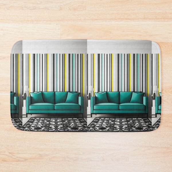 Item preview, Design - Scandinavian Pop Interior, Turquoise Sofa and Graphic Striped Wall designed and sold by Reverso-Design.