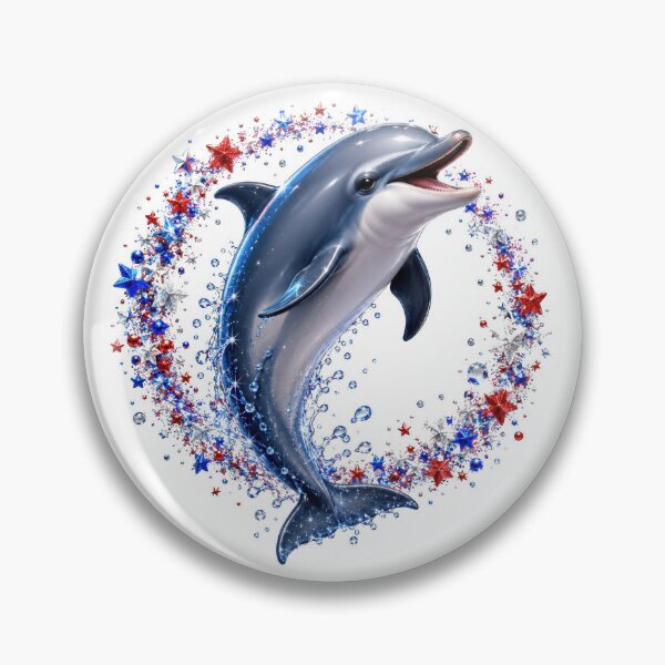 Item preview, Patriotic Dolphin Red White Blue Star Wreath designed and sold by jgvisualarts.
