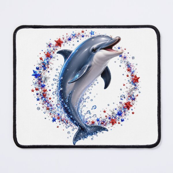 Item preview, Patriotic Dolphin Red White Blue Star Wreath designed and sold by jgvisualarts.