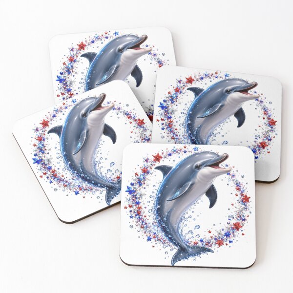 Item preview, Patriotic Dolphin Red White Blue Star Wreath designed and sold by jgvisualarts.