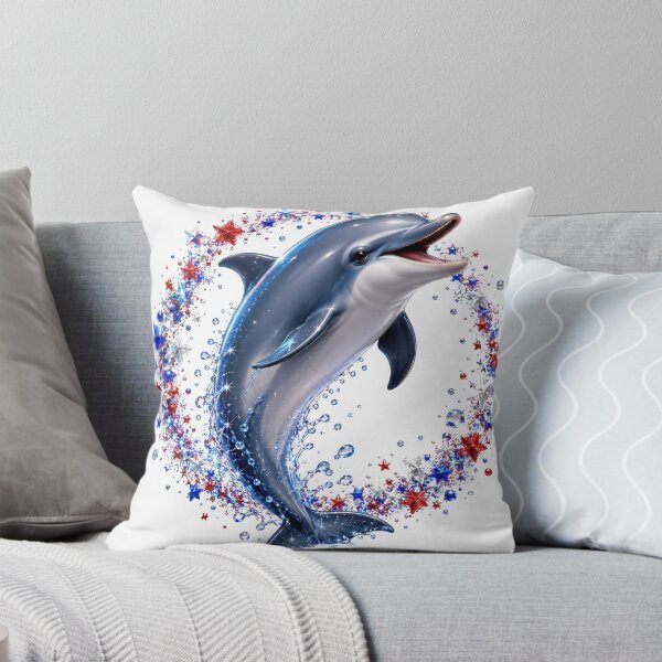 Item preview, Patriotic Dolphin Red White Blue Star Wreath designed and sold by jgvisualarts.