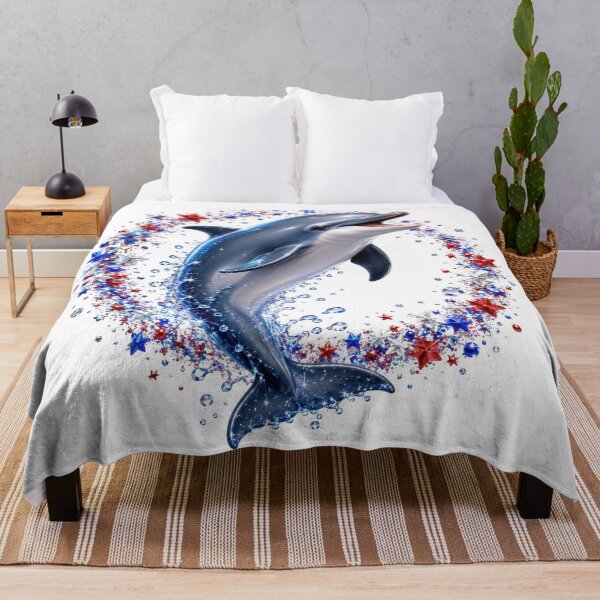 Item preview, Patriotic Dolphin Red White Blue Star Wreath designed and sold by jgvisualarts.