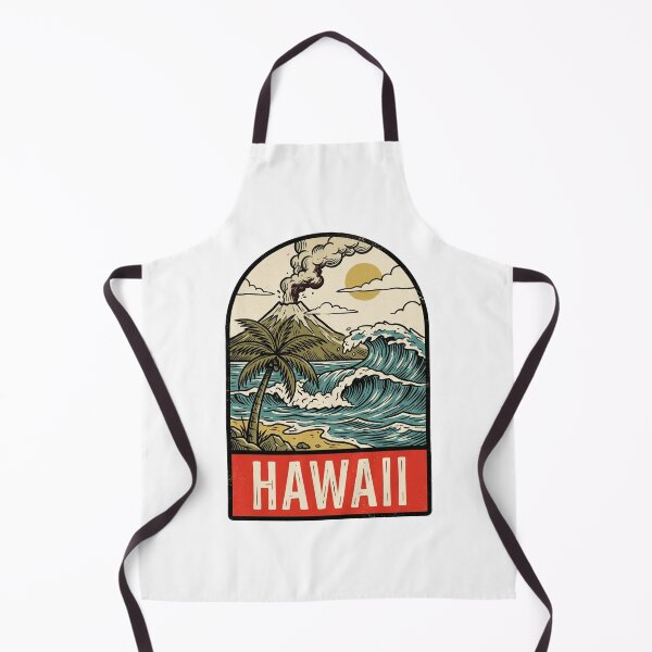 Item preview, Retro Hawaii Tropical Volcano Wave Vintage Travel Badge designed and sold by Paper Drip.