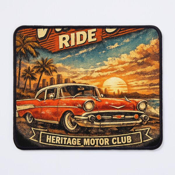 Item preview, Vintage Ride – Heritage Motor Club 1969 | Retro Muscle Car Sunset Art designed and sold by Ivory Code.
