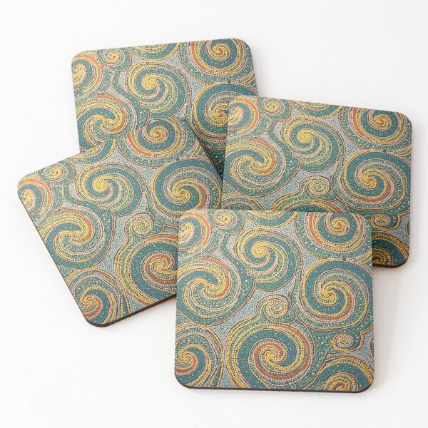 Item preview, Aboriginal Inspired Dot Art - With Teal Swirls Pattern designed and sold by GrinGalore.