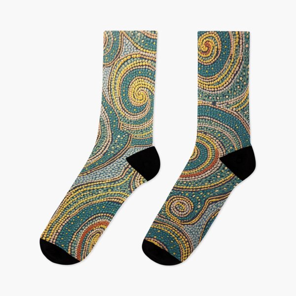 Item preview, Aboriginal Inspired Dot Art - With Teal Swirls Pattern designed and sold by GrinGalore.