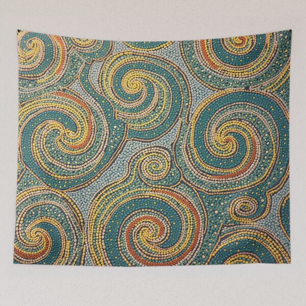 Item preview, Aboriginal Inspired Dot Art - With Teal Swirls Pattern designed and sold by GrinGalore.