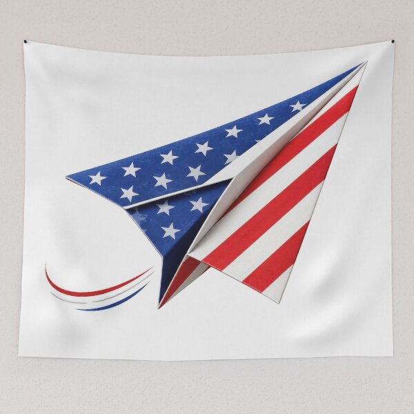 Item preview, American Flag Paper Airplane Art designed and sold by jgvisualarts.
