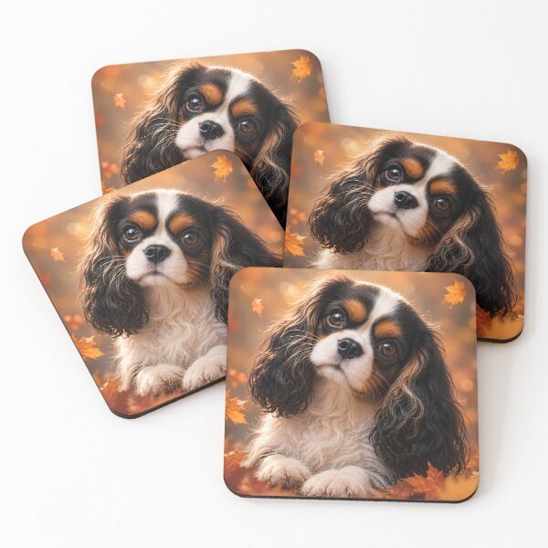 Item preview, Autumn Cavalier King Charles Spaniel – Cute Fall Puppy Portrait designed and sold by ManJiangHong.