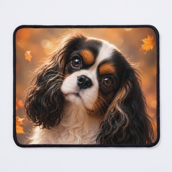 Item preview, Autumn Cavalier King Charles Spaniel – Cute Fall Puppy Portrait designed and sold by ManJiangHong.