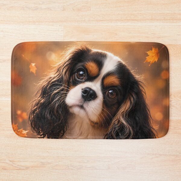 Item preview, Autumn Cavalier King Charles Spaniel – Cute Fall Puppy Portrait designed and sold by ManJiangHong.