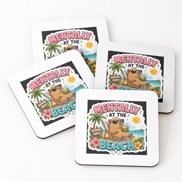 Item preview, Mentally at the Beach Cute Capybara Sticker designed and sold by Dropza.