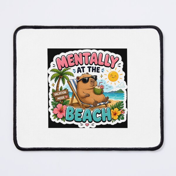 Item preview, Mentally at the Beach Cute Capybara Sticker designed and sold by Dropza.