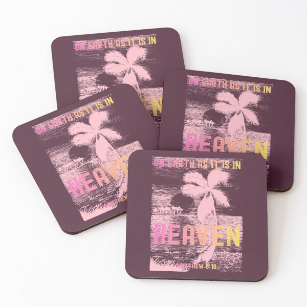 Item preview, Tropical Beach Sunset Palm Tree Paradise Heaven on Earth  Matthew 6 10 designed and sold by Forevermore.