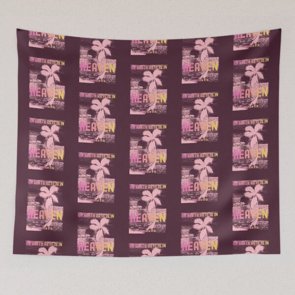 Item preview, Tropical Beach Sunset Palm Tree Paradise Heaven on Earth  Matthew 6 10 designed and sold by Forevermore.