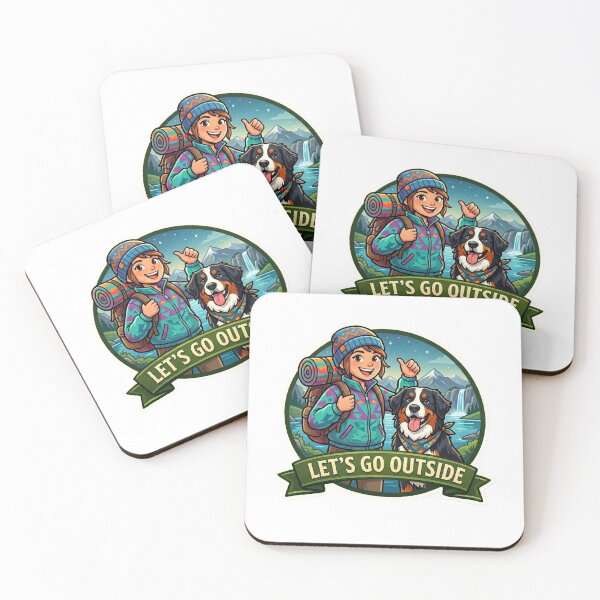 Item preview, Let's Go Outside Hiking Girl with Dog Sticker designed and sold by venus-st.