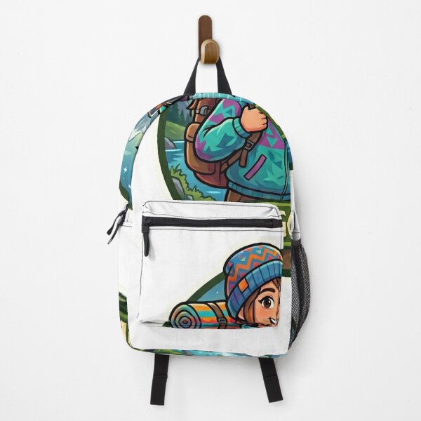 Item preview, Let's Go Outside Hiking Girl with Dog Sticker designed and sold by venus-st.
