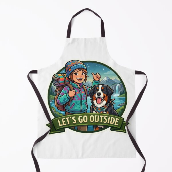 Item preview, Let's Go Outside Hiking Girl with Dog Sticker designed and sold by venus-st.