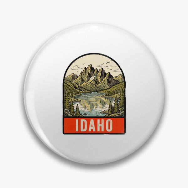 Item preview, Vintage Idaho Rocky Mountains Lake Retro Travel Badge designed and sold by Paper Drip.