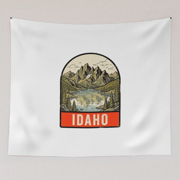 Item preview, Vintage Idaho Rocky Mountains Lake Retro Travel Badge designed and sold by Paper Drip.