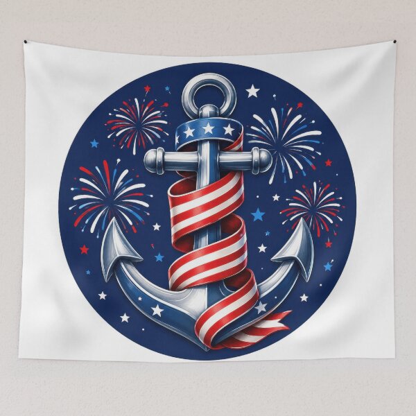 Item preview, Fuegos artificiales con bandera patriótica y cinta del 4 de julio designed and sold by jgvisualarts.