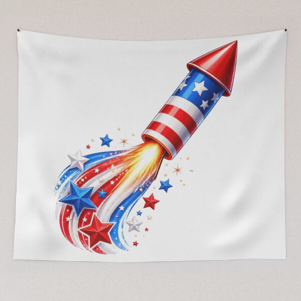 Item preview, Patriotic Firework Rocket Red White Blue designed and sold by jgvisualarts.
