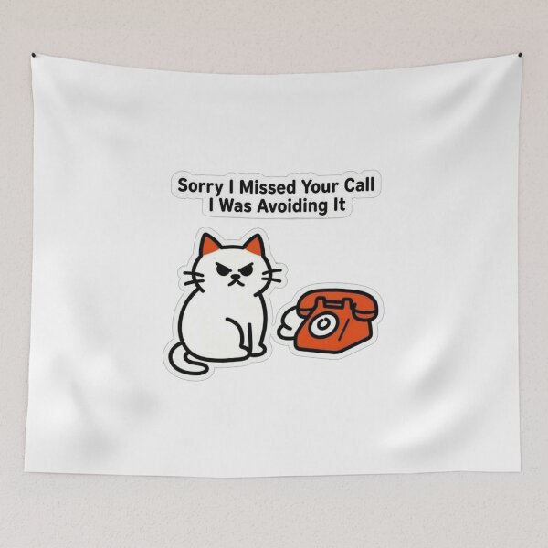 Item preview, Sorry I Missed Your Call I Was Avoiding It | Funny Grumpy Cat Phone Sticker designed and sold by Inkabbmate.