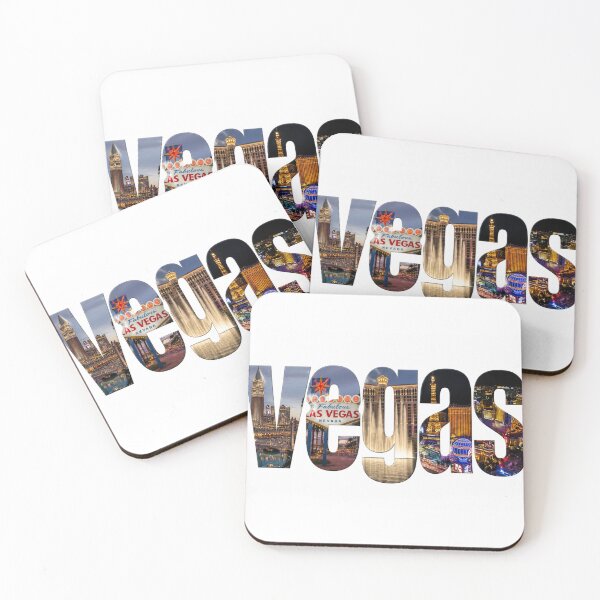 Item preview, VEGAS Photo Collage Typography – Las Vegas Strip Landmarks & Neon Lights Art designed and sold by Tee Visions.