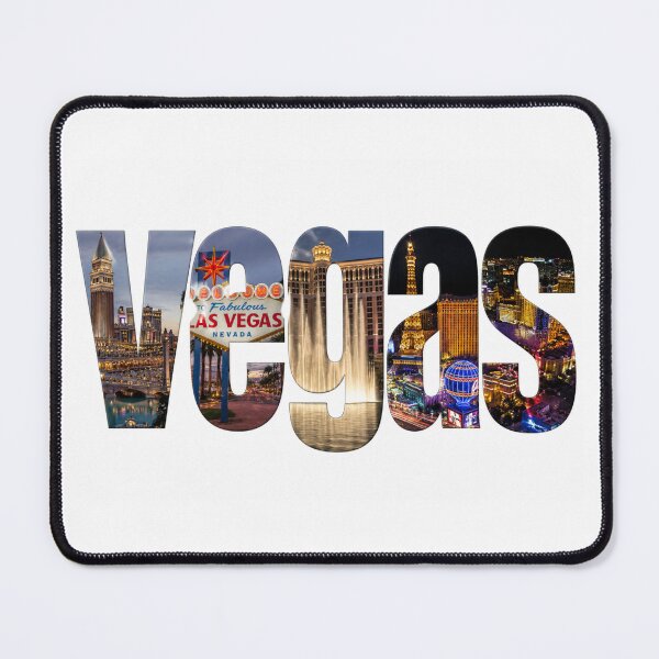 Item preview, VEGAS Photo Collage Typography – Las Vegas Strip Landmarks & Neon Lights Art designed and sold by Tee Visions.
