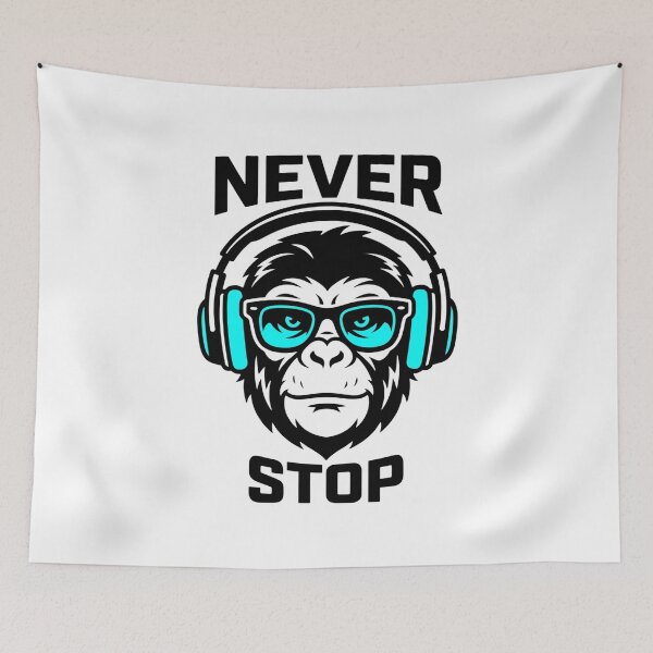 Item preview, Cool DJ Chimp Neon Blue Headphones Premium Sticker designed and sold by Mr-wow.