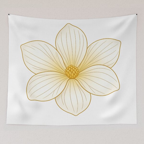 Item preview, Minimal Magnolia Flower – Elegant Gold Line Botanical Illustration designed and sold by Joyfulfabric.
