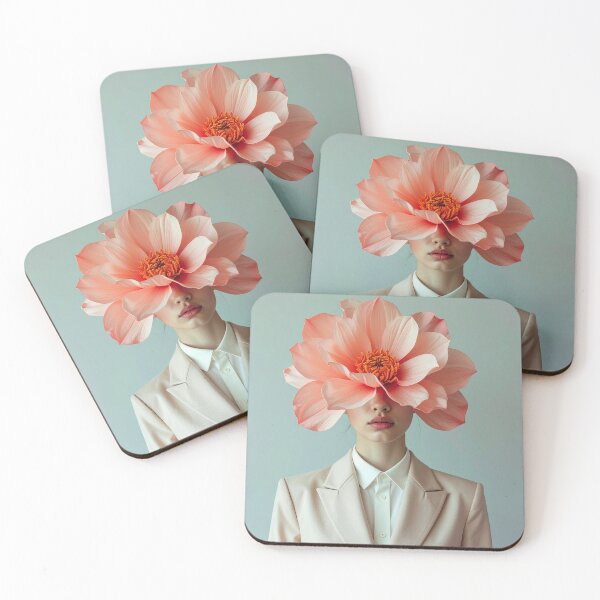 Item preview, Surreal Pink Flower Head Woman Portrait designed and sold by BetweenForms.