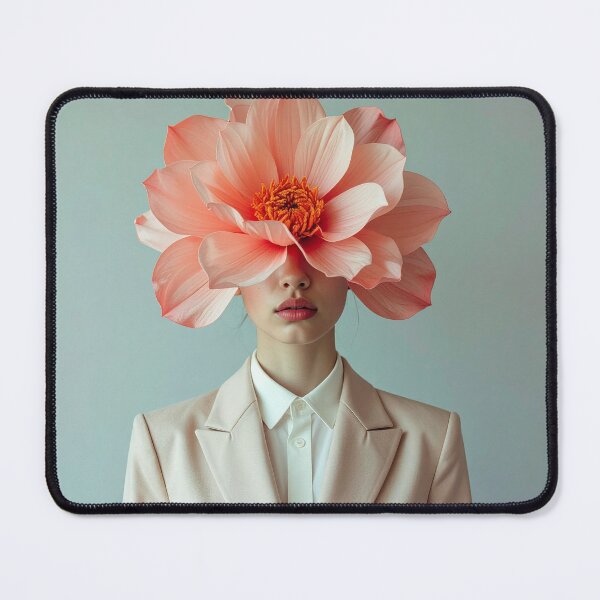 Item preview, Surreal Pink Flower Head Woman Portrait designed and sold by BetweenForms.