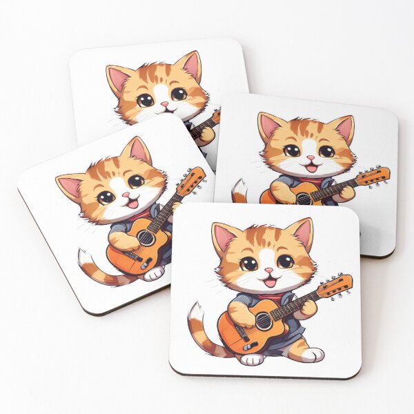Item preview, Cute Cartoon Guitarist Cat Die Cut Sticker designed and sold by Jansan-23.