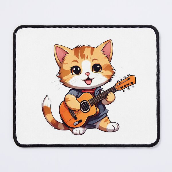 Item preview, Cute Cartoon Guitarist Cat Die Cut Sticker designed and sold by Jansan-23.