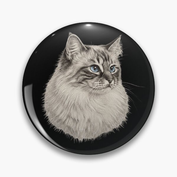 Item preview, Sacred Birman Cat Sketch - Elegant White Chalk Art designed and sold by Exquisite Design Studio „Paculówka”.